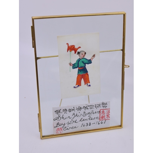 412 - A framed pictured of boy