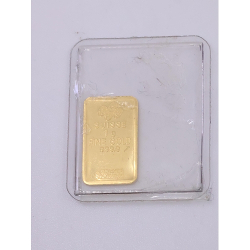 A 1 grams fine gold ingot