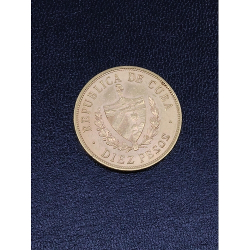 396 - A Cuba 10 Pesos gold coin