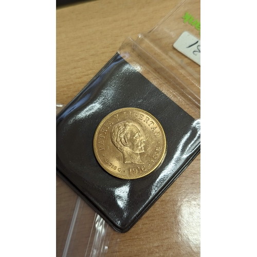 395 - A Cuba 10 Pesos gold coin approx. 16.7 grams