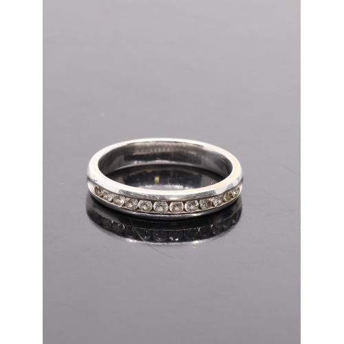 61 - A diamond half eternity ring set 14kt gold finger size J half