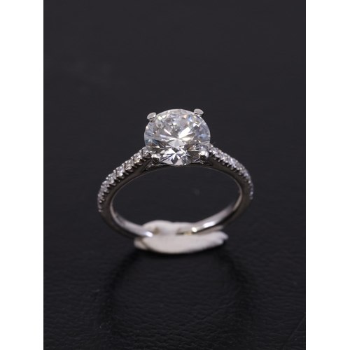 127 - A Lab grown diamond solitaire ring set in platinum with a HRD certificate which states it is 1.83cts... 