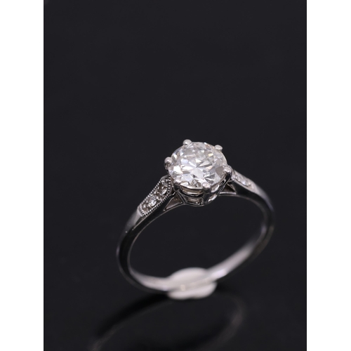 178 - A diamond solitaire ring set in platinum finger size K half, estimated weight of diamond 0.90cts wit... 