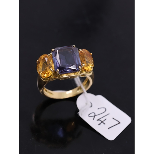 247 - An 18ct gold stoneset ring, showing as finger size T