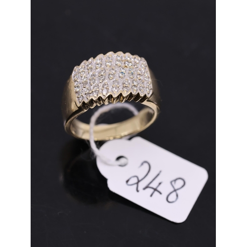 248 - A 9ct gold diamond cluster ring, total estimated weight of diamonds .50cts, showing as finger size N