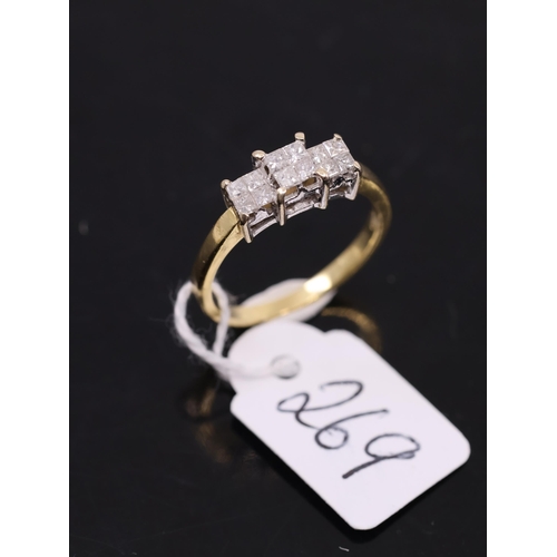 269 - An 18ct gold diamond ring, showing as finger size O