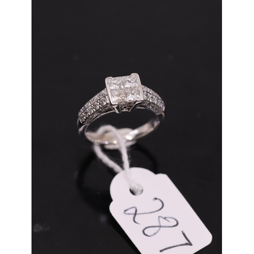 287 - A diamond ring, set in 18ct gold, showing as finger size I