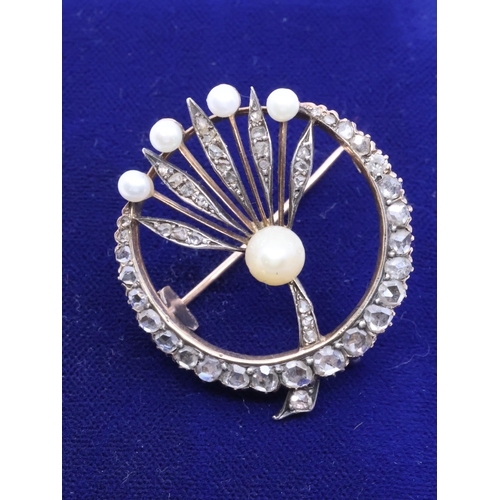 37 - A diamond and pearl set brooch circa 1880's