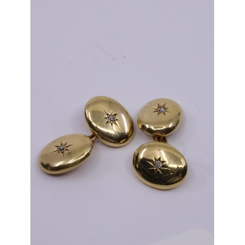 53 - A pair of 15ct gold diamond set cufflinks approx. 8.6 grams