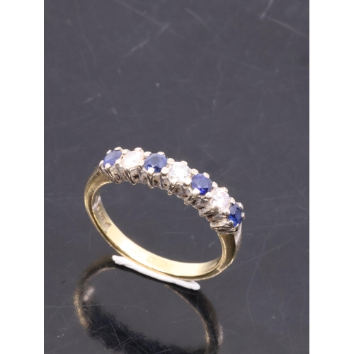 117 - A diamond and sapphire five stone ring set in 18ct gold finger size N