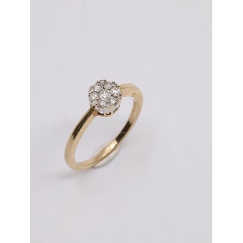 12 - A diamond cluster ring set in 9ct gold, total estimated weight of diamonds 0.25cts finger size K hal... 