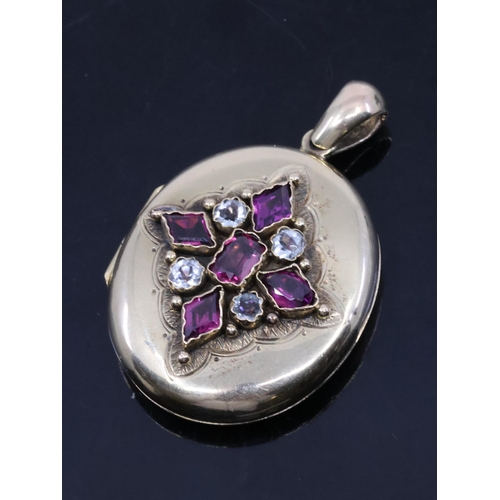 155 - An antique gem set locket approx. 10.2 grams