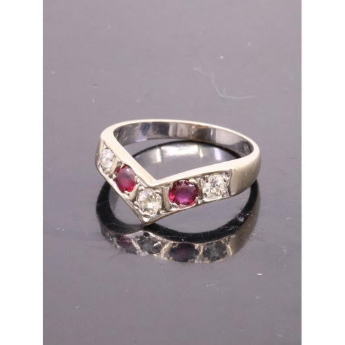 2 - A ruby and diamond half eternity ring set in 18ct gold  finger size M approx. 3.1 grams