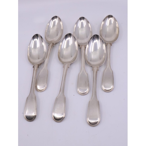 276 - Six silver dessert spoons London 1839 by WF, approx. 333.8 grams