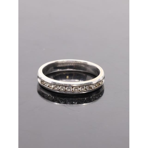 34 - A diamond half eternity ring set 14kt gold finger size J half