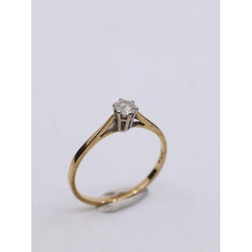 49 - A diamond solitaire ring approx. 0.9 grams, showing as finger size K and a half