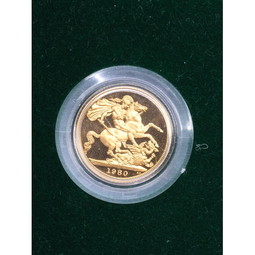 357 - A gold proof sovereign dated 1980 in case