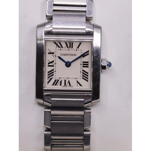 A cartier wrist watch in box and papers