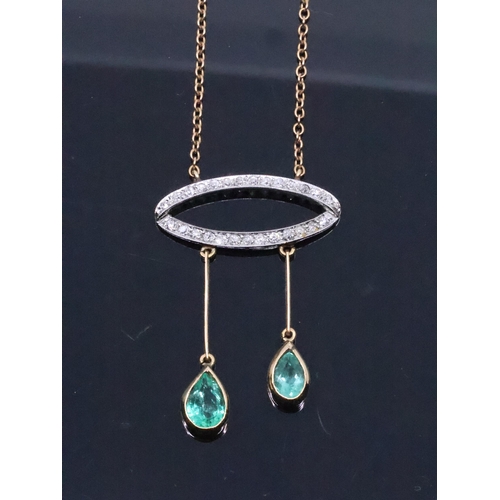 118 - An emerald and diamond set necklace