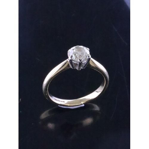 134 - A diamond solitaire ring set in 18ct gold finger size M half, estimated weight of diamond 0.75cts