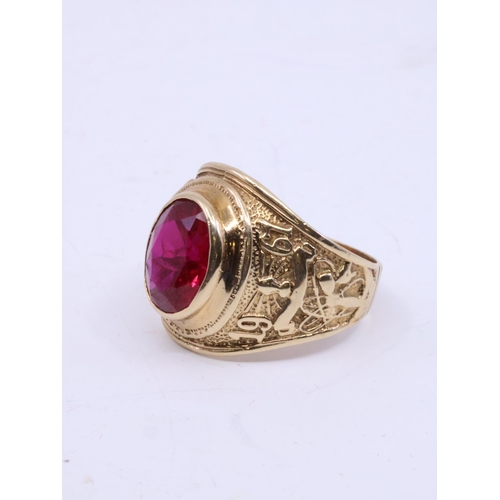 15 - A 9ct gold college dress ring, finger size S approx 8 grams