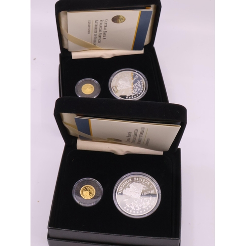 164 - Two gold â¬20 & Silver â¬10 coins in box Sceilig Mhichil