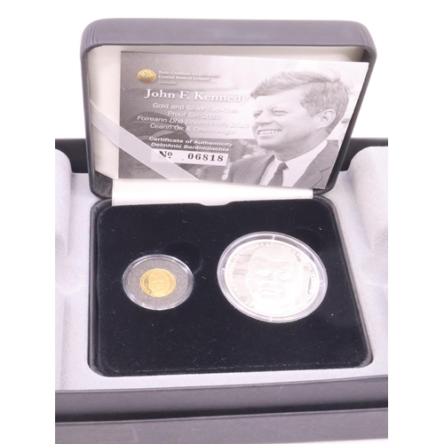 173 - A â¬20 and â¬10 Gold & Silver JFK coins in box