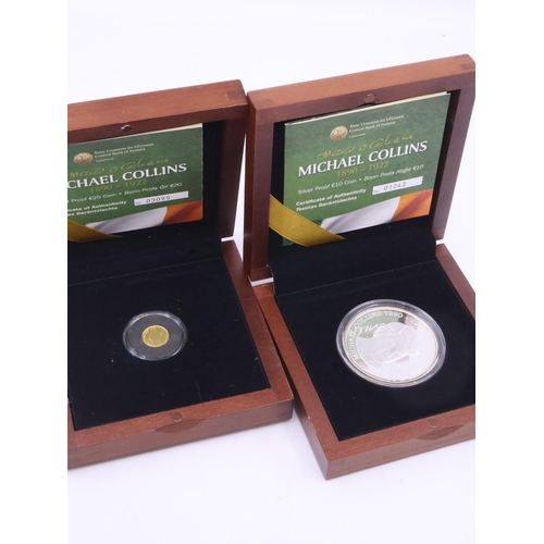 175 - A Gold & Silver Michael Collins coins in box