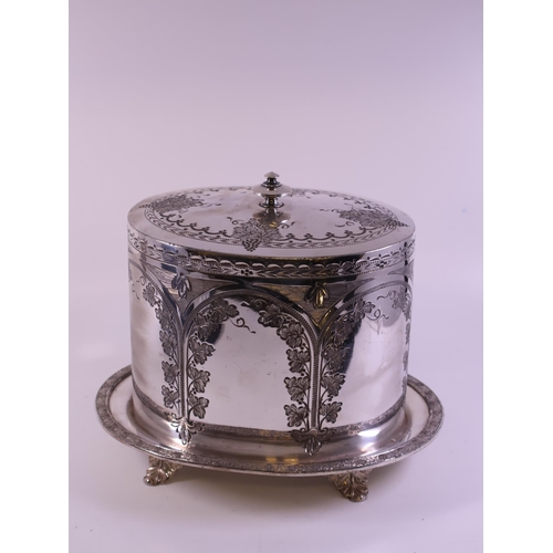 200 - A Victorian silver plated biscuit barrel circa 1885