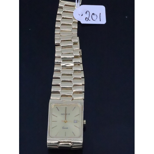 201 - A gents 14ct gold watch total weight approx. 57.5 grams