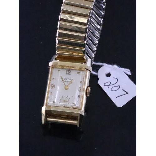 207 - A 14ct gold Bulova excellency watch (metal strap)