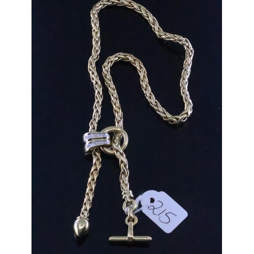 215 - An 18ct gold necklet set with a diamond catch approx. 35.1 grams