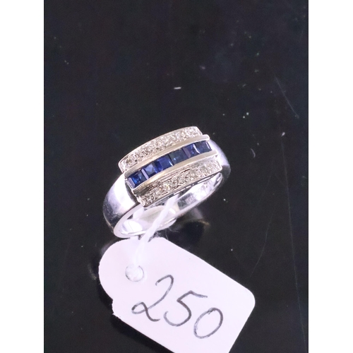 250 - A 14ct white gold sapphire diamond dress ring approx. 4.2 grams finger size N