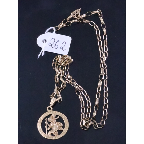 262 - A gold St. Christopher medal and chain approx. 6 grams