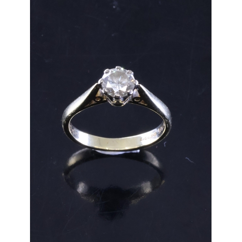 27 - A diamond solitaire ring set in 18ct gold, estimated weight of diamond 0.55cts finger size J