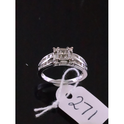 271 - An 18ct white gold diamond cluster ring approx. 4.2 grams finger size M half, total estimated weight... 