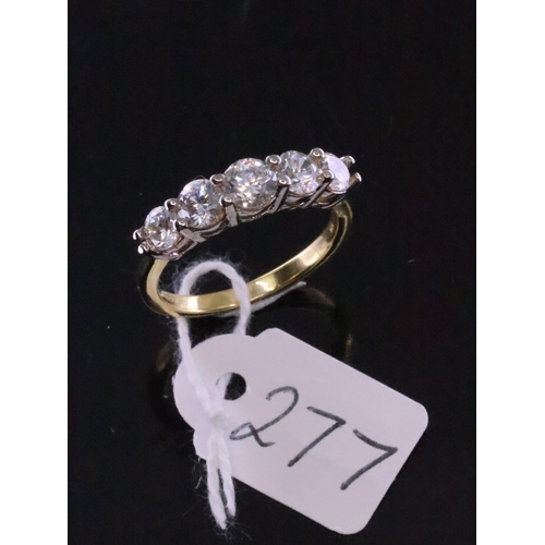 277 - A gold 5 stone dress ring approx. 4 grams finger size P