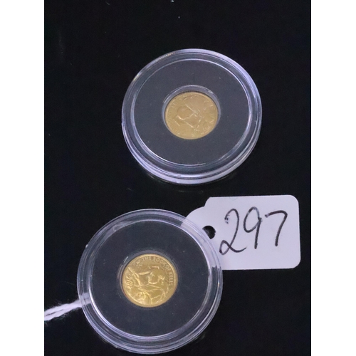 297 - Two gold 20 euro (book of Kells) coins