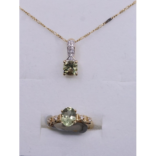 46 - A 9ct gold gem set ring and a gem set pendant on chain, approx. 4.4 grams finger size J