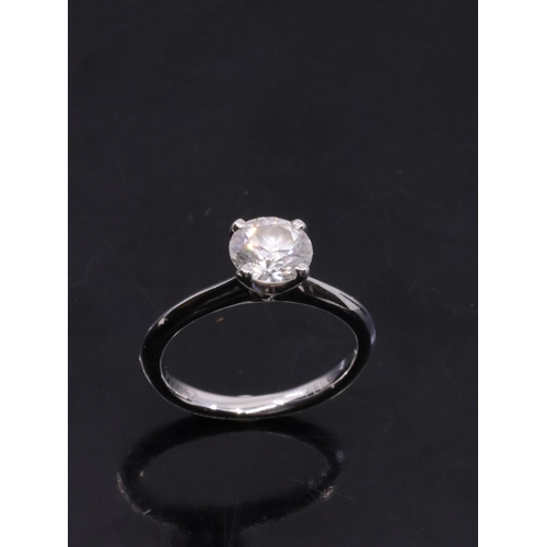 51 - A diamond solitaire ring set in platinum with a GIA cert which states the diamond is 0.90cts F colou... 