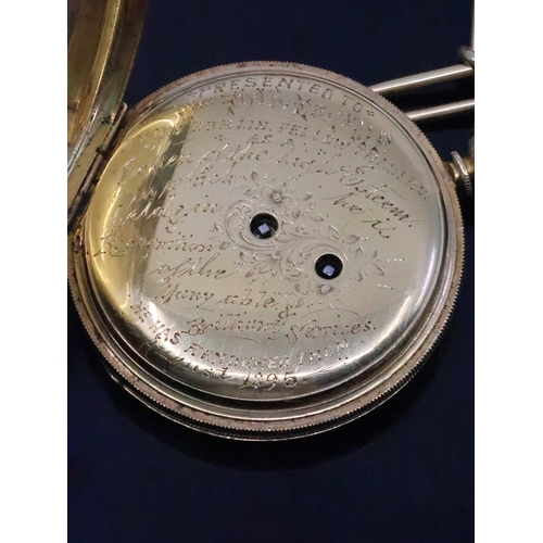 145 - A rare Irish 18ct gold pocket watch by John Donegan number 19758 hallmarked Dublin 1881, the case is... 