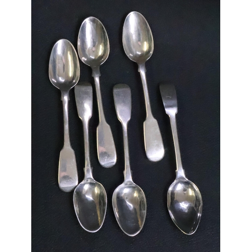 298 - Five London silver teaspoons hallmarked 1844 (5) and one silver teaspoon markers mark only WS twice ... 