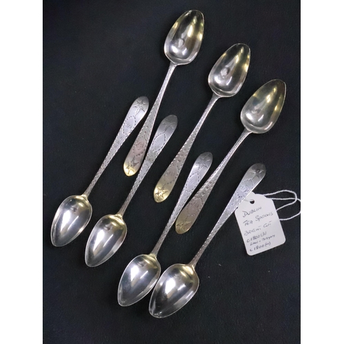 300 - Seven Irish silver brightcut teaspoons Dublin circa 1800 by Law and Bayly, total weight approx. 112 ... 