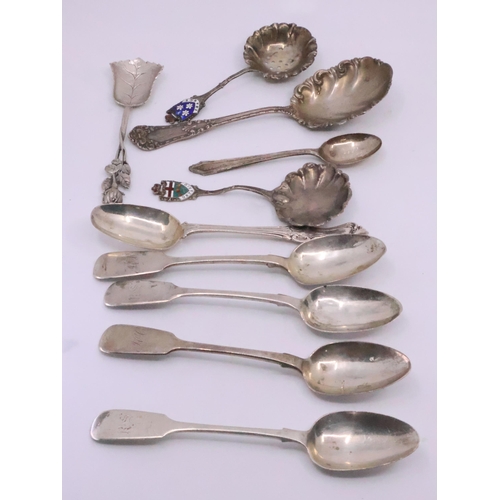 321 - A collection of silver spoons approx. 134 grams and other white metal spoons approx. 78 grams