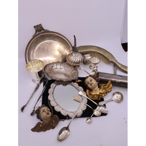 333 - A collection of silver & silver plated ware and two cherubs