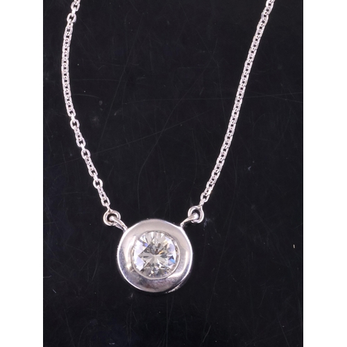 76 - A diamond pendant on chain with a valuation from C Clake which states it is 0.96cts I-J colour VS1-2... 