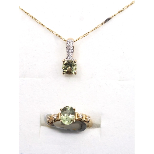 11 - A 9ct gold gem set ring and a gem set pendant on chain, approx. 4.4 grams finger size J