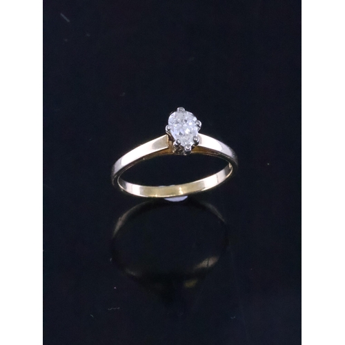 16 - A pear shape diamond solitaire ring set in 18ct gold and platinum, finger size M