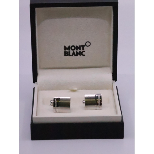 31 - A pair of silver Mont Blanc cufflinks in box