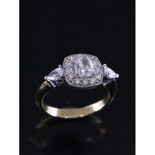 38 - A diamond halo cluster ring with a GIA cert which states the main diamond is 0.91cts D colour and Si... 